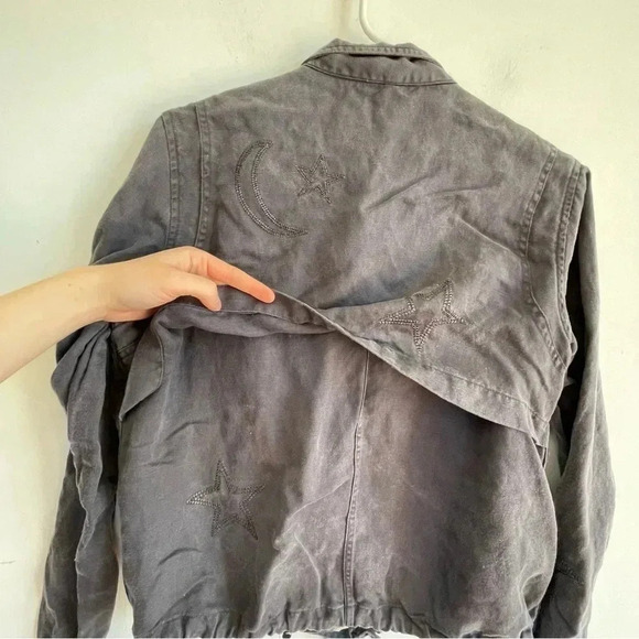 RAILS Rowen Dark Grey Star Embroidery Military Jacket Lightweight Relaxed Fit S - Picture 11 of 14